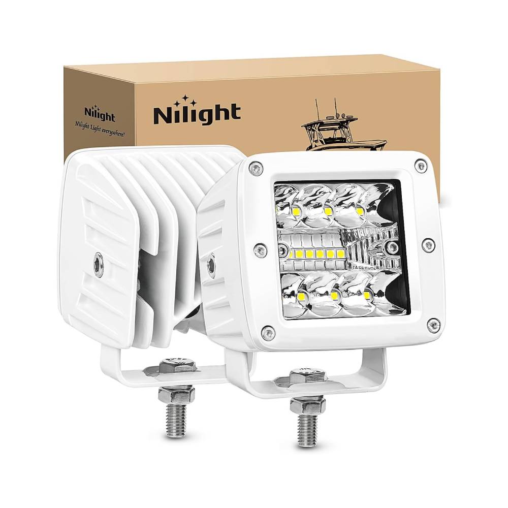 LED Work Light 3" 42W Spot Flood Combo White Case Led Work Lights (Pair)