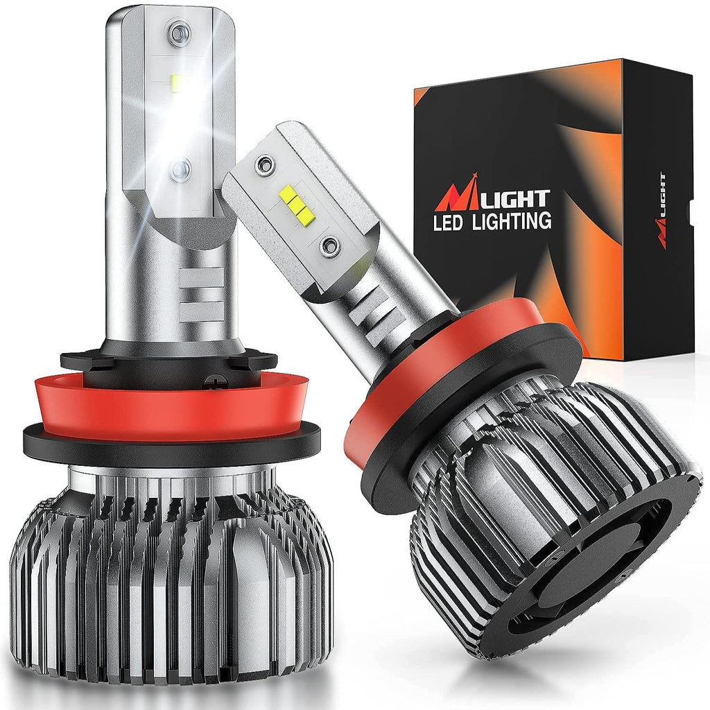 Motor Vehicle Lighting Nilight H11 LED Headlight Bulbs, 350% Brighter, 50W 10000lm Headlamp Bulbs, Mini Size, H9 High Beam, H11 Low Beam, H8 H11 H16 Fog Light, 6000K Cool White, 2-Pack